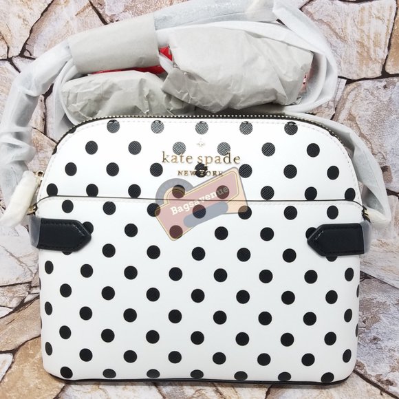 Dome Crossbody Dot Polka White Black Kate Spade - Picture 1 of 10